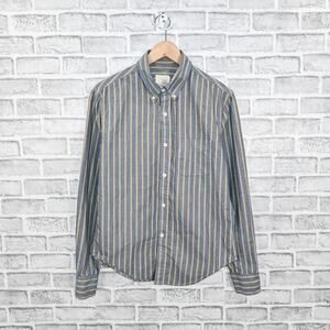 Band Of Outsiders Men's Button Down Shirt Blue yellow striped Oxford cotton sz M